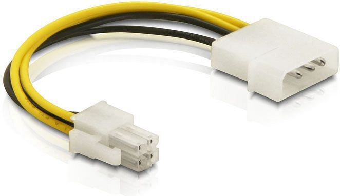 Kabllo Delock 82391, Molex në ATX/EPS 4-pin, 0.15m, e verdhë