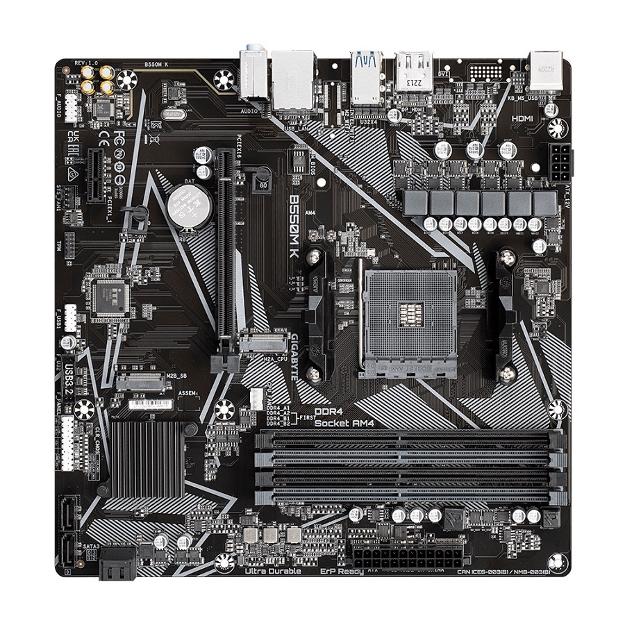 Pllakë amë Gigabyte B550M K 1.0, Micro-ATX, AM4, DDR4, e zezë