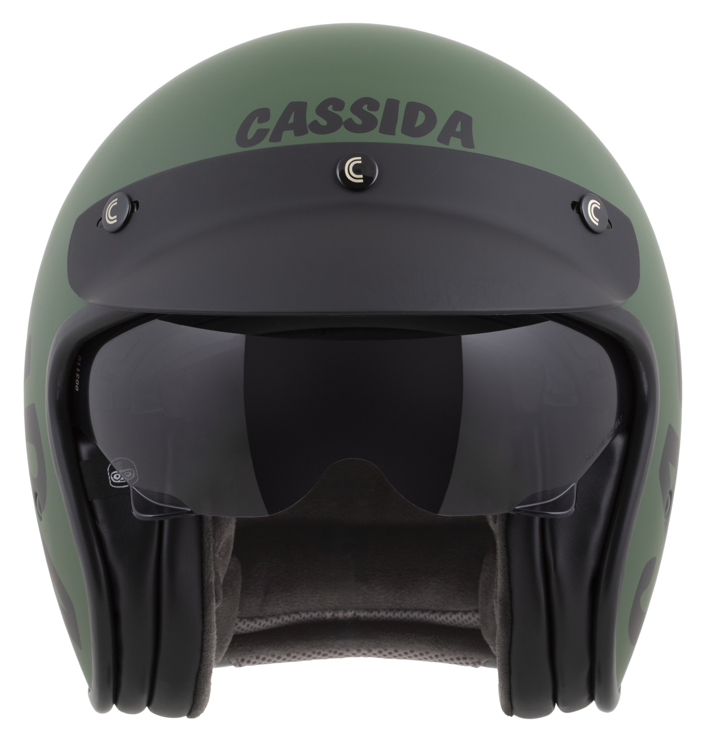 Helmë moto Cassida Oxygen 2.0 Gear, e hapur, vizor dielli, jeshile mat e zezë