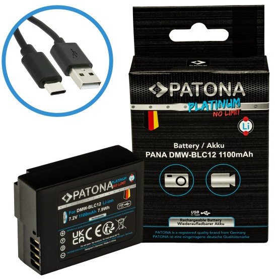 Bateri për kamera PATONA Platinum, Panasonic DMW-BLC12, USB C