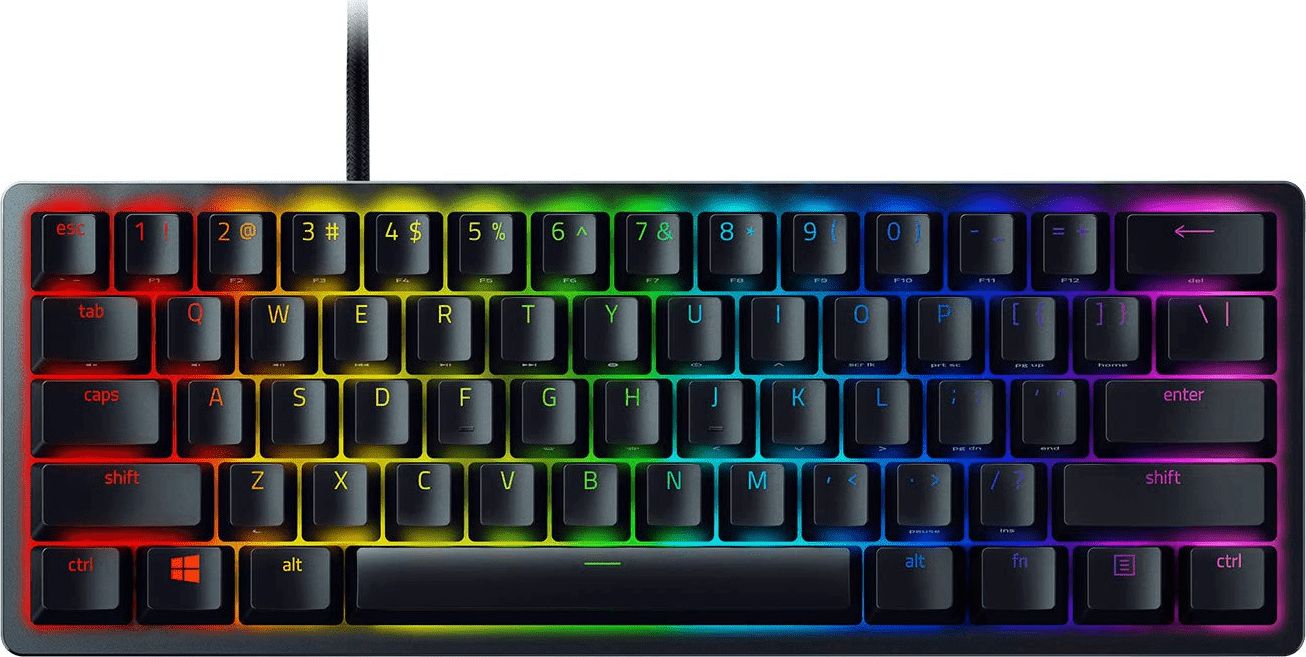 Tastierë gaming Razer Huntsman Mini 60%, optike, RGB, Mercury e bardhë