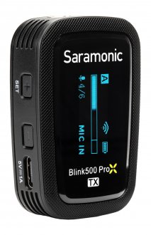 Transmetues mikrofoni pa tel Saramonic Blink 500 ProX TX, 8GB, regjistrim i brendshëm, i zi