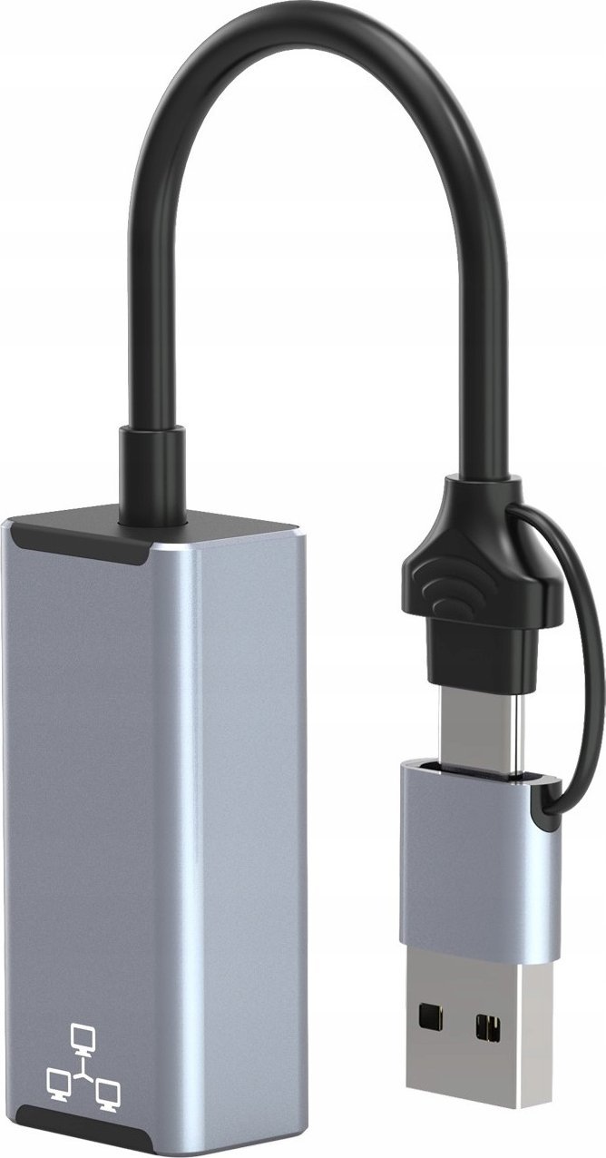 Adaptues rrjeti Bounn, USB dhe Type C, Ethernet 100Mbps, i bardhë