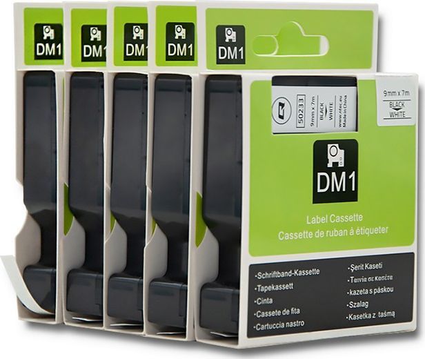 Shirit Qoltec për DYMO D1 40913, 9mm x 7m, i bardhë / i zi