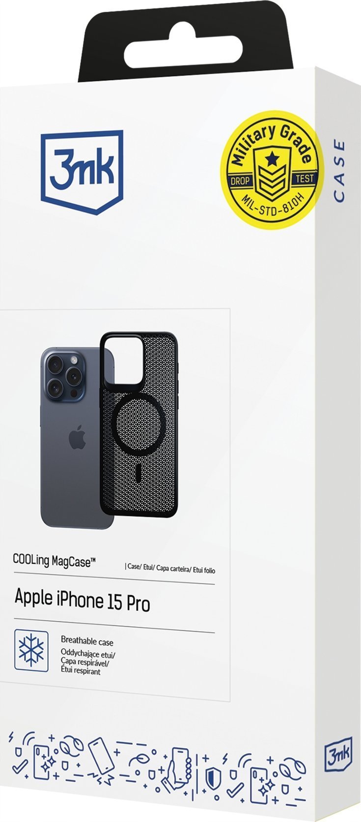 Maskë mbrojtëse 3MK COOLing MagCase për iPhone 15 Pro, kompatibile MagSafe, transparente