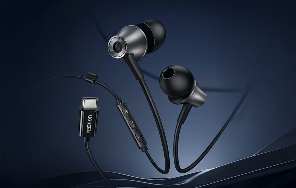 Kufje me kabllo Ugreen EP105, USB-C, 1.2m, të zeza