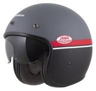 Helmetë moto CASSIDA Oxygen 2.0 Jawa OHC, vizor dielli, ECE 22.06, gri mat e kuqe e zezë e bardhë