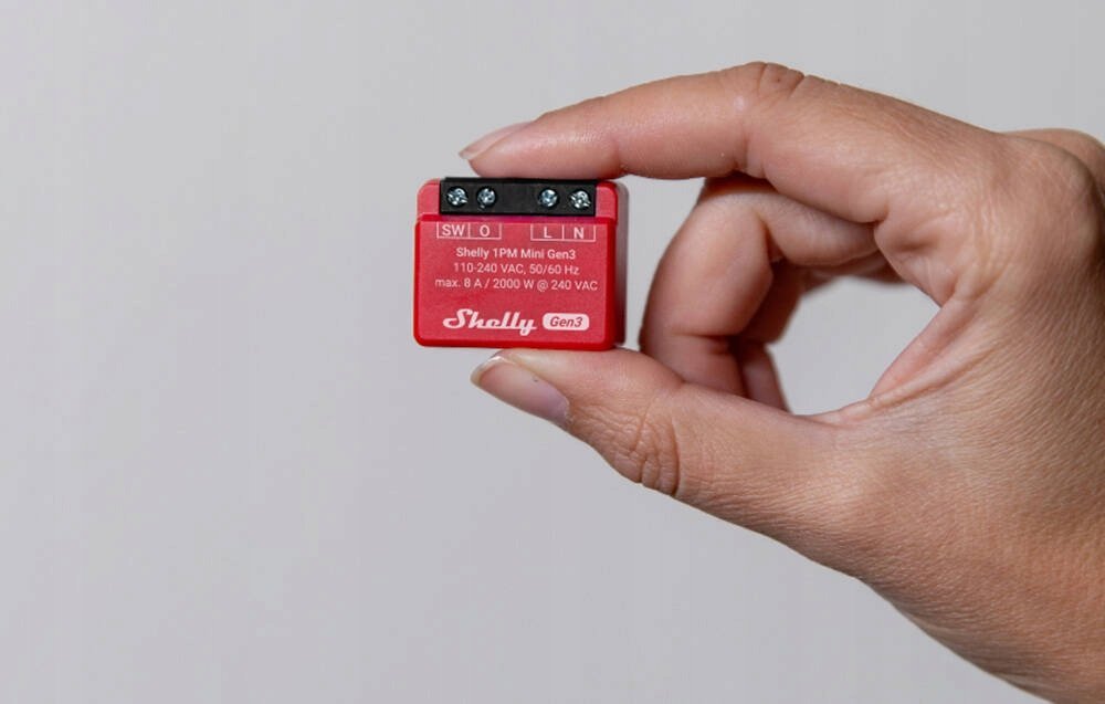 Ndërprerës i mençur Wi Fi Shelly 1PM Mini GEN3, matje energjie, 1 kanal