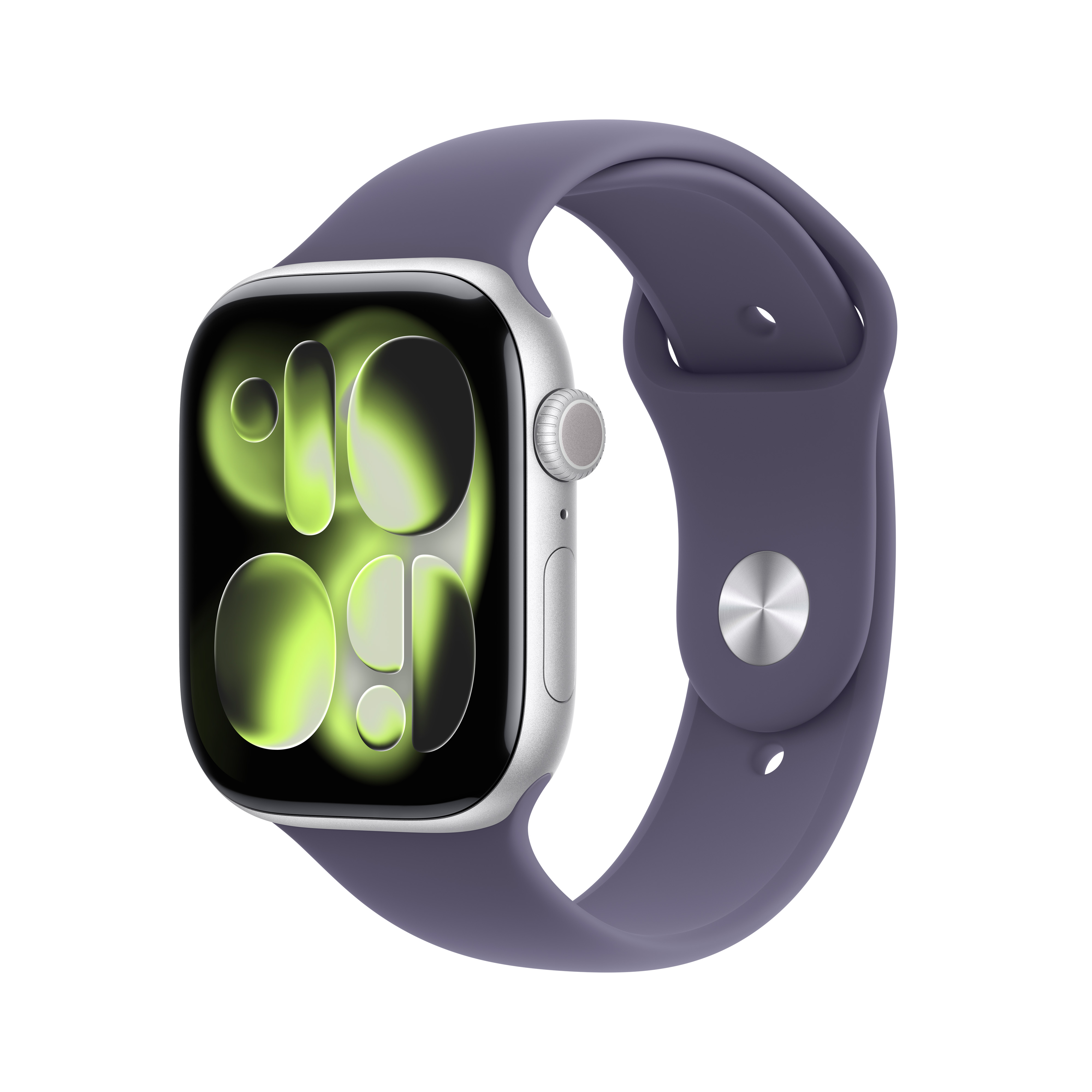 Apple Watch Series 11 GPS 46mm Silver Aluminium Case with Purple Fog Sport Band, M/L