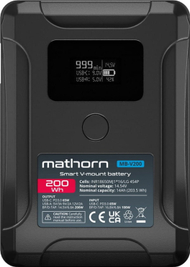 Bateri V-mount Mathorn MB-V200, 14000 mAh 200Wh, PD 65W, OLED, e zezë