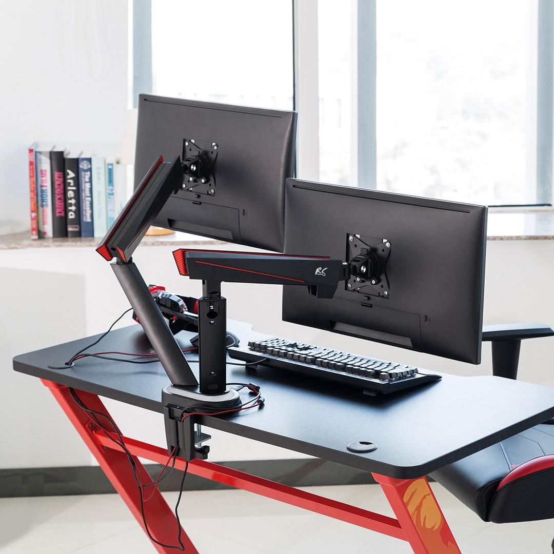 Mbajtëse për dy monitorë NanoRS RS887, 17-32", 16 kg, e zezë