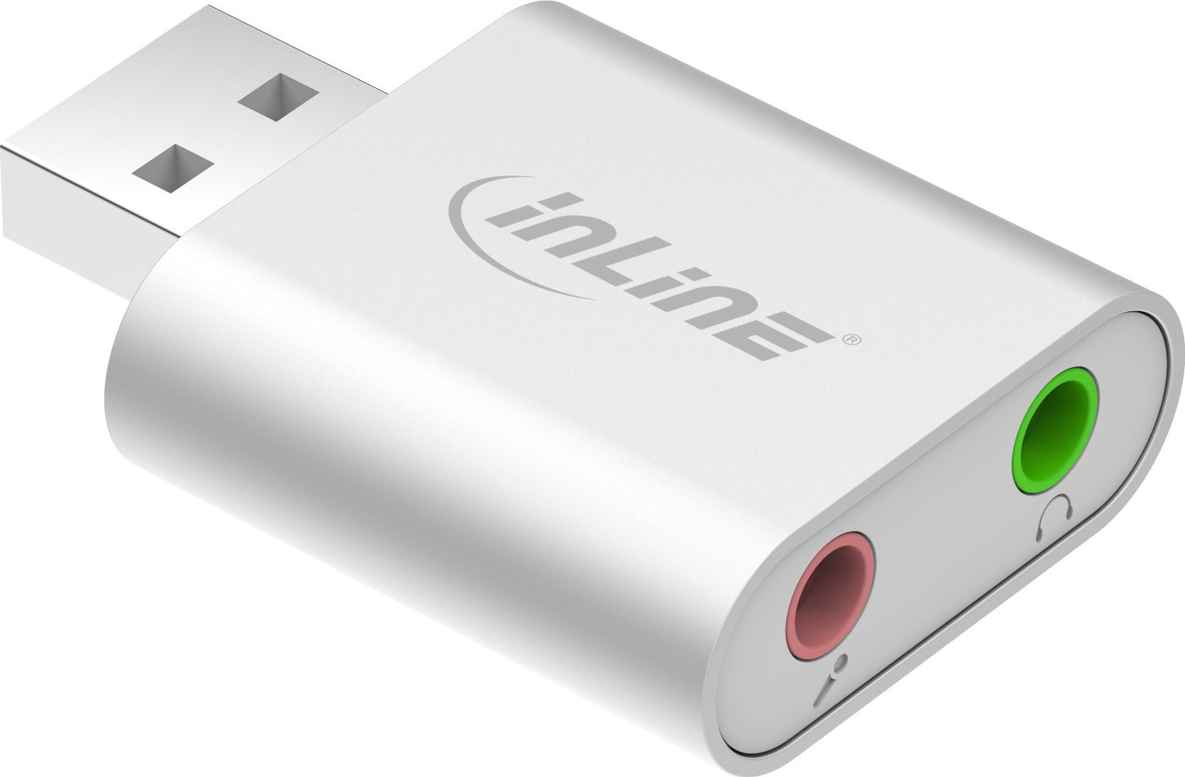 Kartë zanore USB InLine Audio Sound Card, kasë alumini, gri