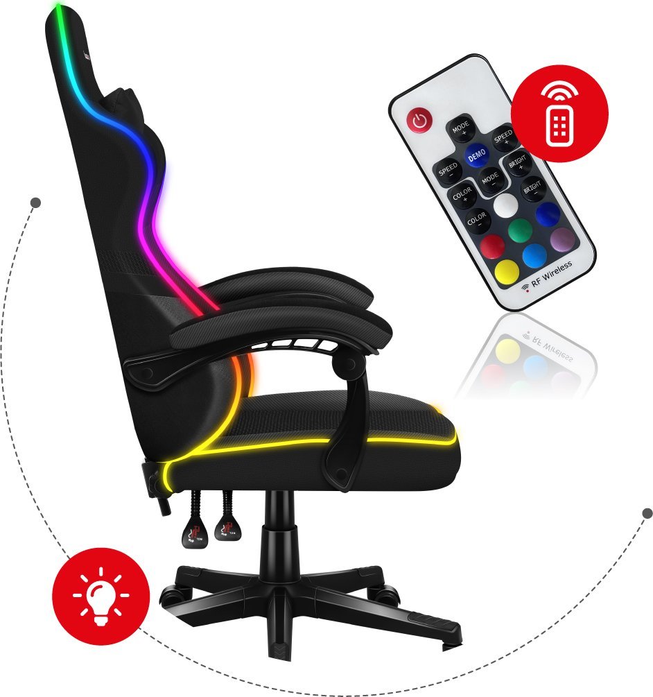 Karrige gaming Huzaro Force 4.4 RGB, LED, e zezë