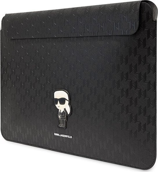 Mbështjellëse laptopi Karl Lagerfeld Saffiano Monogram Ikonik, 14", pambrojtje nga gërvishtjet, e zezë
