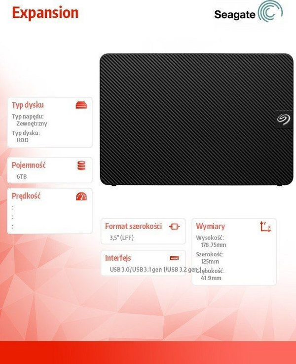 Надворешен HDD на Seagate (STKP6000400), USB 3.0, 6TB, 3.5'', црна