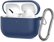 Mbulesë silikoni Tech-Protect për Apple AirPods Pro 3, me karabinë, blu navy