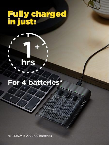 Karikues baterish GP ReCyko+ M461, USB, LCD, i zi