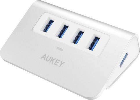 HUB USB Aukey, 4x USB-A 3.1 Gen1, i argjendtë