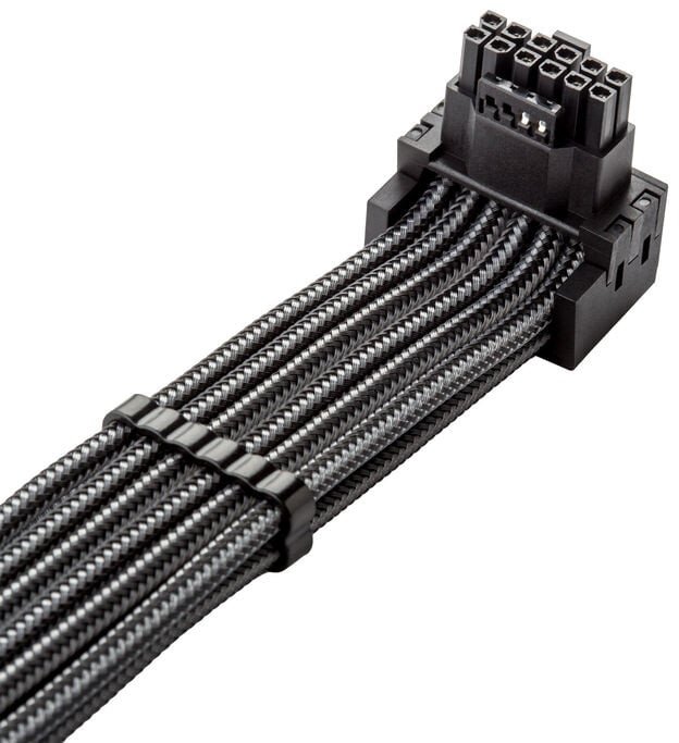 Kabllo lidhëse CableMod C-Series Pro, 16-pin në 2x 8-pin PCIe, 90°, carbon