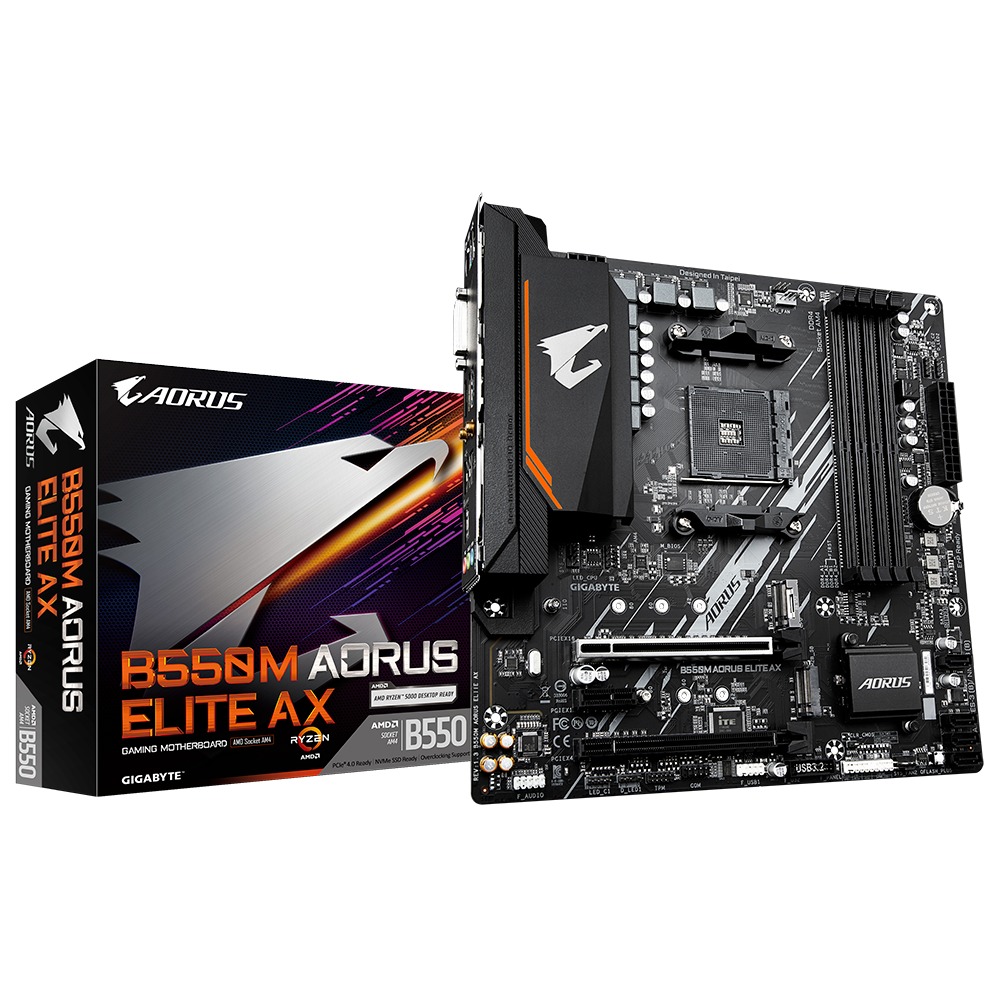 Матична плоча GIGABYTE B550M AORUS ELITE AX, AMD B550, Wi-Fi 6E, DDR4, Micro ATX