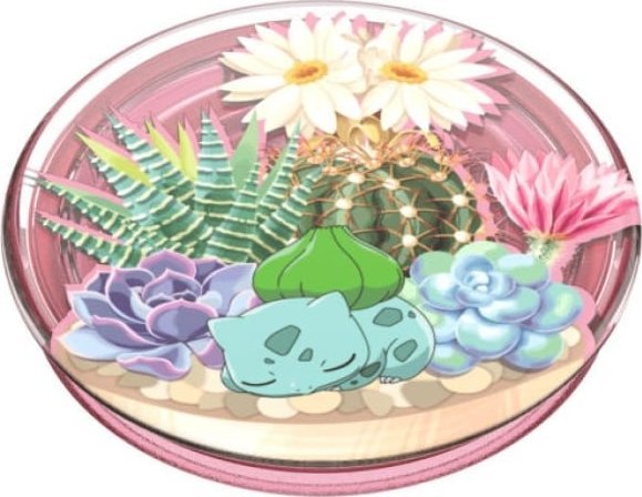 Mbajtëse telefoni PopSockets Bulbasaur Terrarium PopGrip, ngjitëse, shumëngjyrëshe