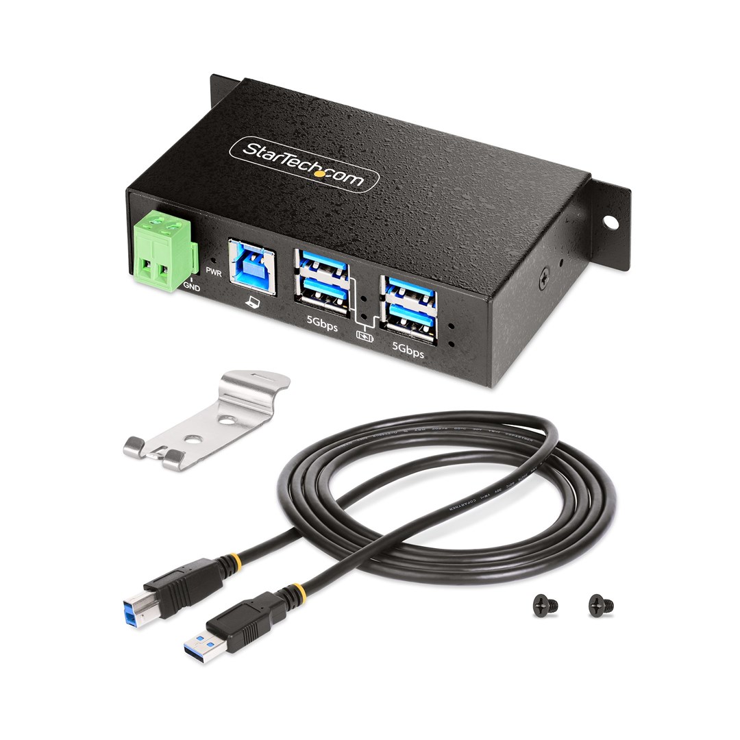 Qendër USB Startech, 4-Port, 5Gbps, Industriale, e hirtë