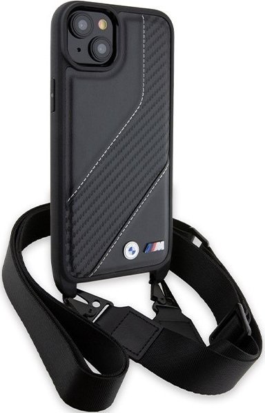 Mbulesë telefoni BMW M Edition Carbon Stripe me rrip, për iPhone 15 14 13, e zezë