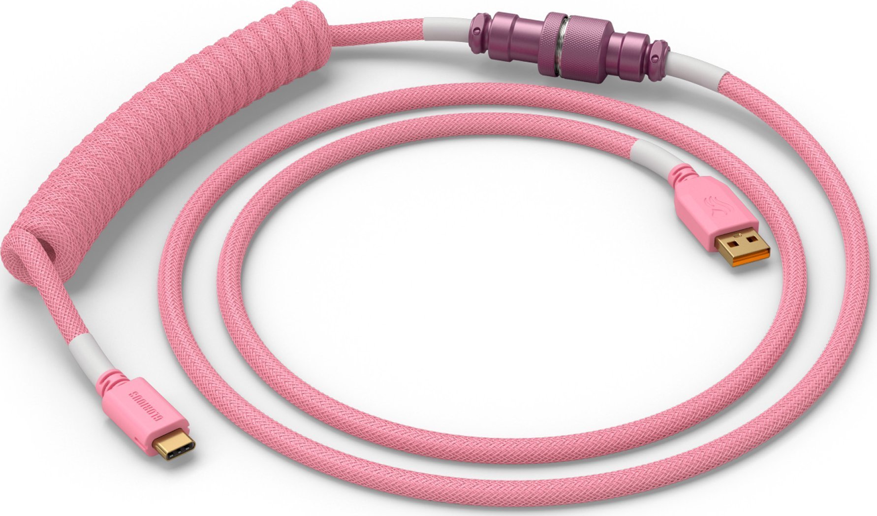 Kabllo spirale Glorious GMMK Coiled Cable Pixel Pink, USB C në USB A, 1.4m, rozë