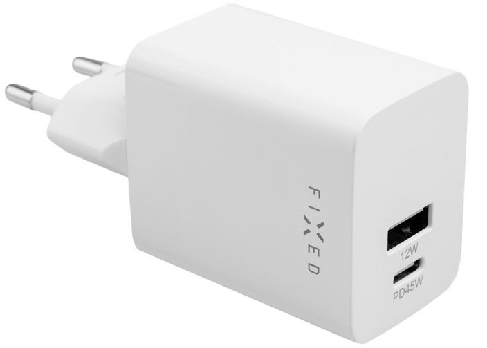 Karikues FIXED Mini me USB-C + USB-A, PD, 45W, i bardhë
