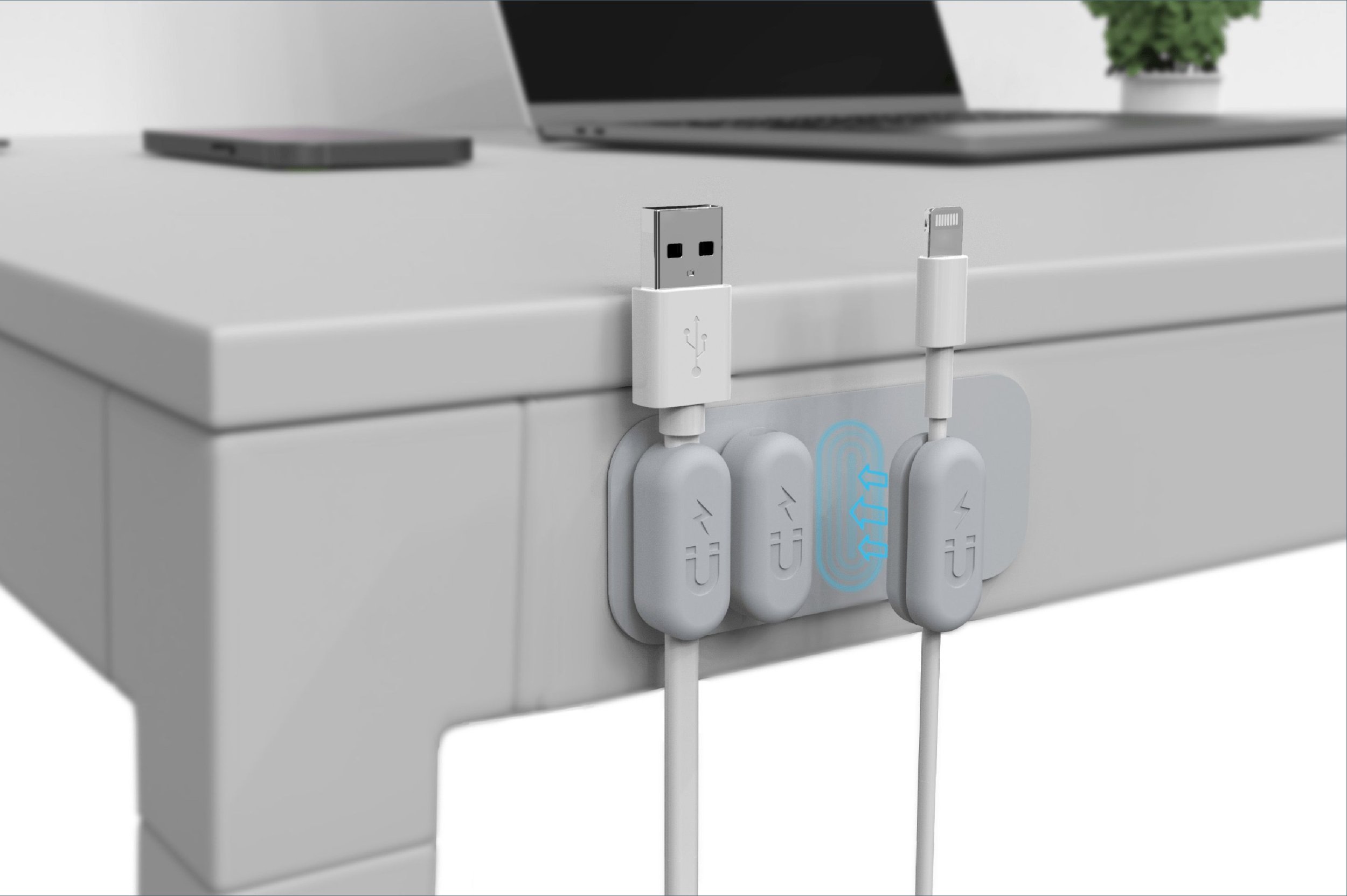 Kapëse magnetike kabllosh me bazë, set 5 copë, të zeza