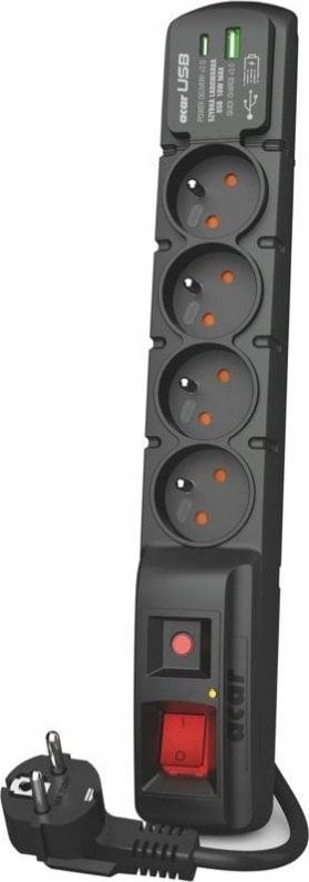 Shirit prizash Acar F4 W2440, 4 dalje, 3 m, me mbrojtje nga mbitensioni, i zi