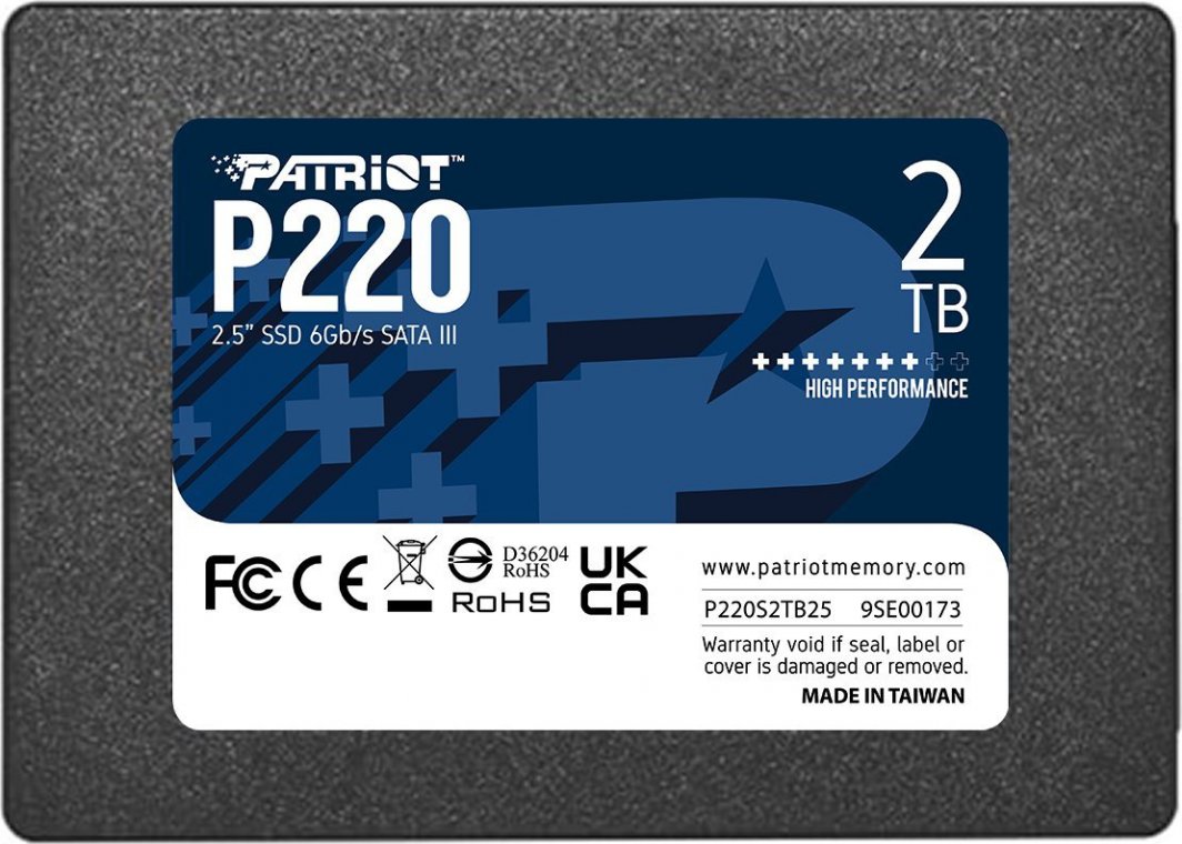 SSD диск Patriot P220, 2TB, 2.5" SATA III