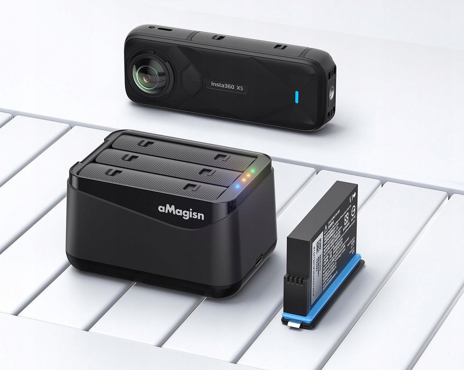 USB полнач Puluz aMagisin TBD06060566, за 3 батерии Insta360 X5, USB C, црн