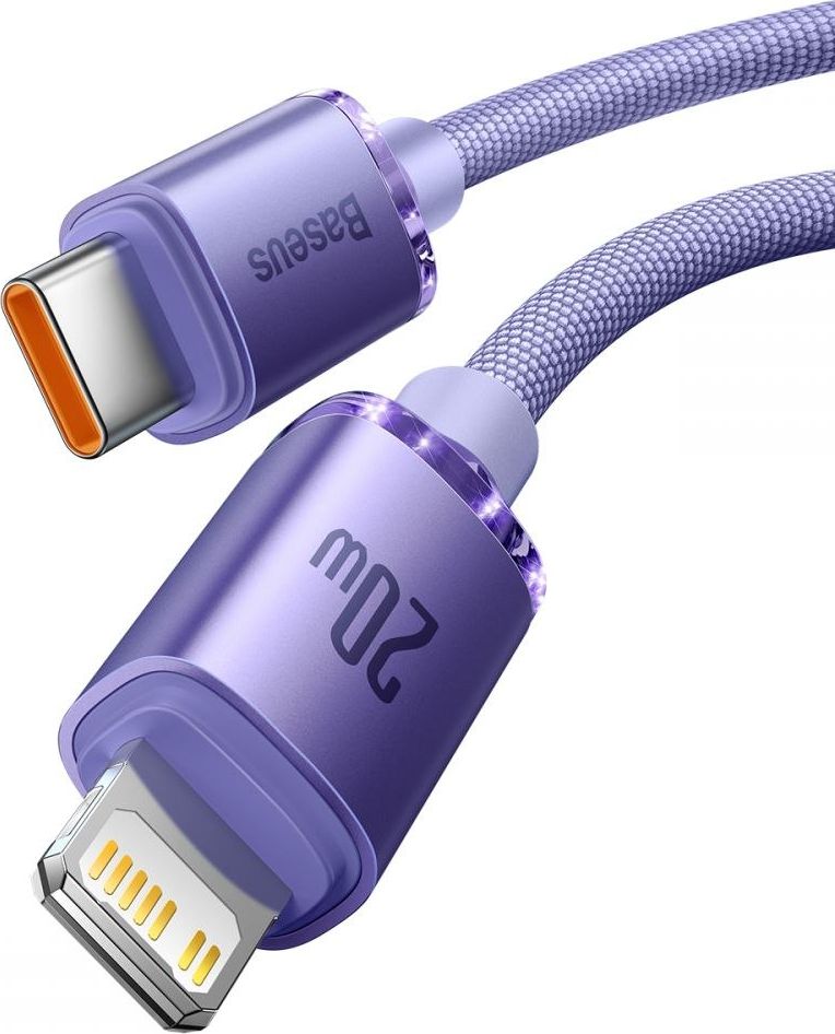 Кабел полнач Baseus USB C во Lightning, 1.2 m, 2.4A, виолетов