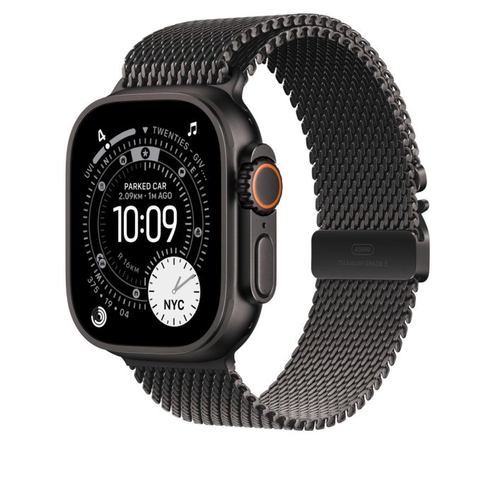 Apple Watch 49mm Loop, Black Titanium Milanese Loop, Medium