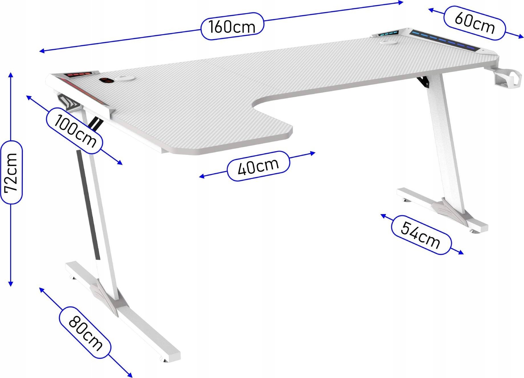 Tavolinë gaming Cortek Sky L-Shape, e madhe, me shtresë mbrojtëse, e zezë