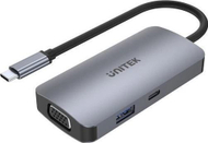 Replikator universal Unitek D1051A, 1x D-Sub (VGA), 1x HDMI, 1x 3.1, 1x USB-C, i hirtë