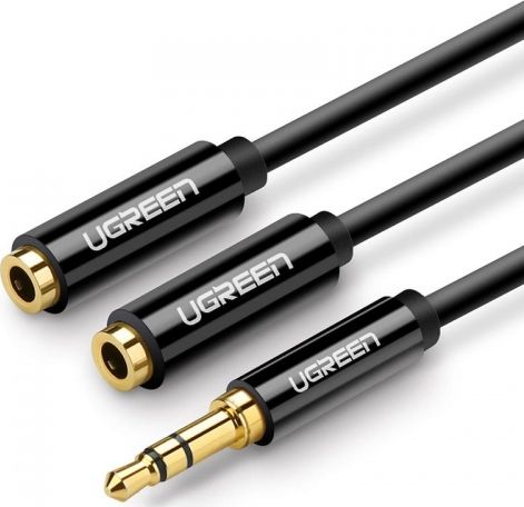 Kabllo Ugreen Jack 3.5mm - Jack 3.5mm x2, e zezë