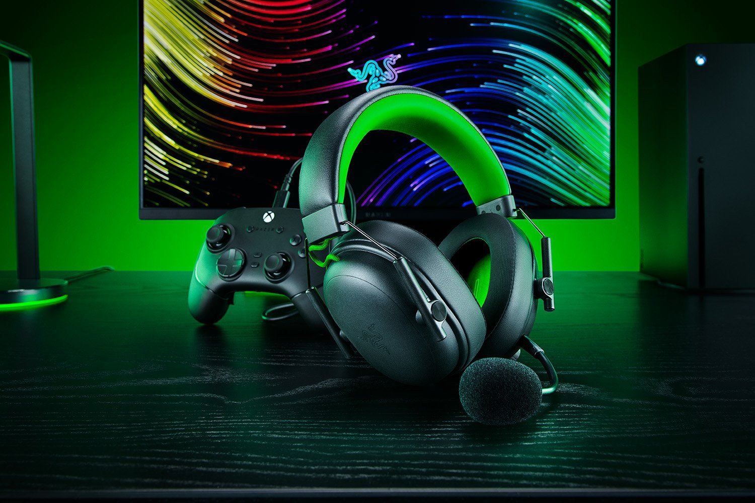 Kufje gaming Razer BlackShark V3 X HyperSpeed, wireless dhe me kabëll, USB Type A dhe Bluetooth, të zeza jeshile