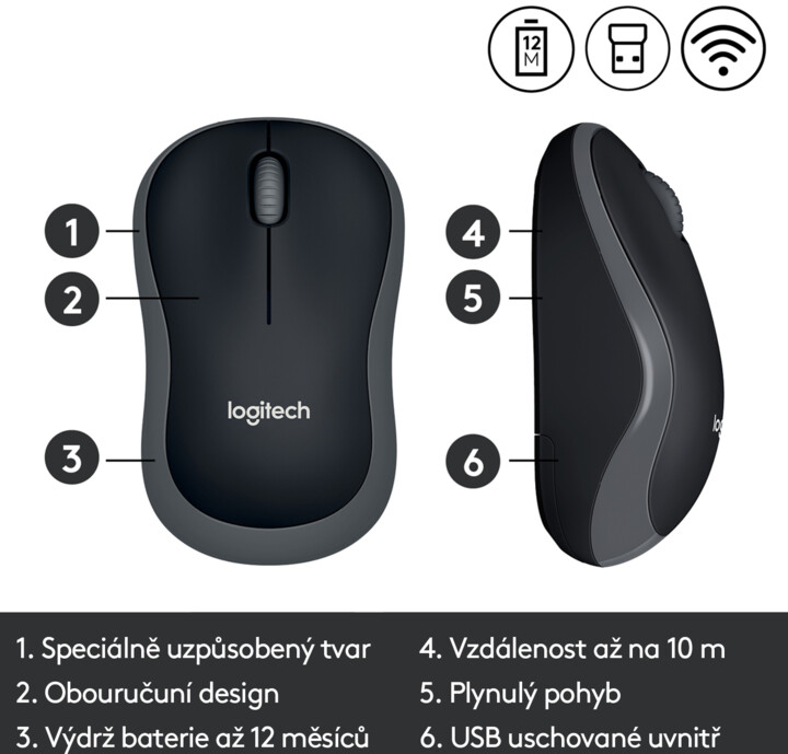 Maus pa kabllo Logitech M185, i hirtë