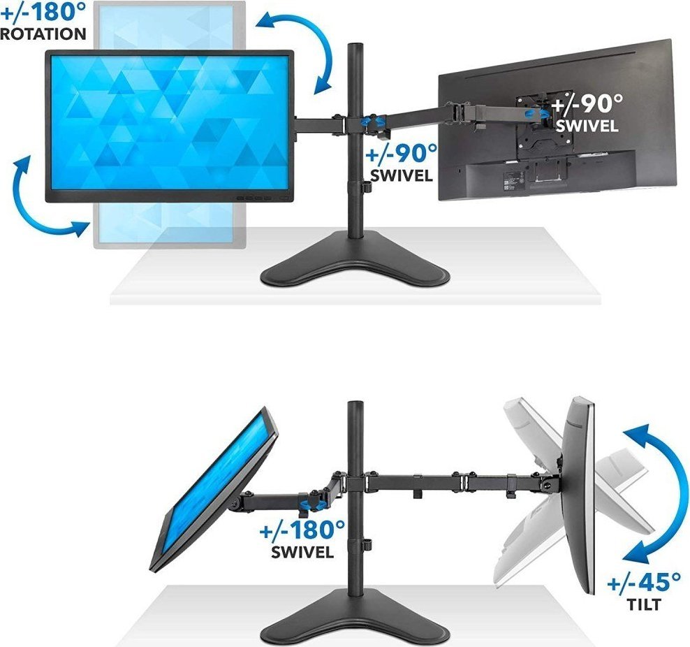Mbajtëse tavoline për monitorë Techly ICA-LCD-2524, për 2 ekrane 13-32", me qëndrim, e zezë