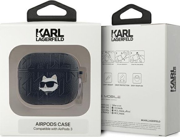 Mbulesë kufjesh Karl Lagerfeld Monogram Choupette Head, për AirPods 3, e zezë