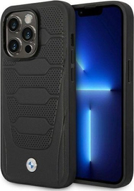 Mbështjellës telefoni BMW BMHMP14X22RPSK për iPhone 14 Pro Max, MagSafe, motiv Leather Seats, i zi