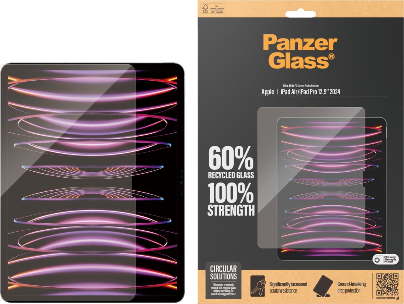 Mbrojtës ekrani PanzerGlass për iPad Air 13" 2024 2025 dhe iPad Pro 13" 2024 2025, Ultra Wide Fit, transparent