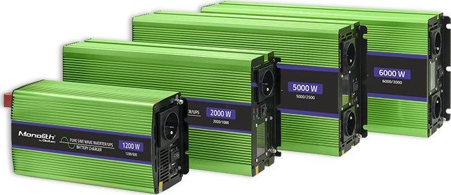 Inverter Qoltec Monolith, 2500W 5000W, 12V në 230V, valë sinusoide e pastër