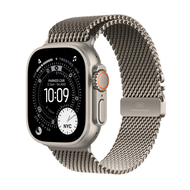 Apple Watch Ultra 3 Cellular 49mm Natural Titanium Case with Natural Titanium Milanese Loop, Large