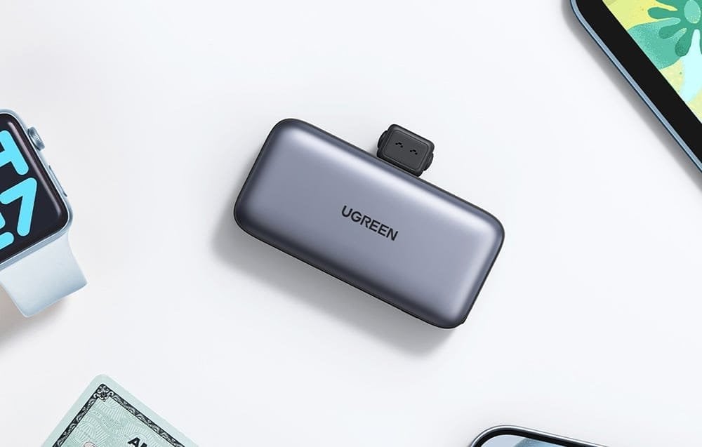 Powerbank UGREEN, 5000mAh, USB C i integruar, ekran dixhital, i zi