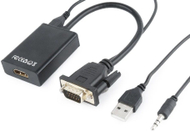Адаптер AV Gembird D-Sub (VGA) - HDMI + USB-A + Jack 3.5mm, црна боја