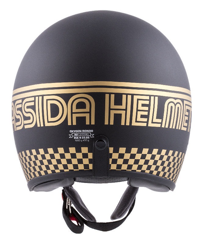 Мото кацига CASSIDA Oxygen Rondo, поликарбонат, сончев визир, црна мат со златна