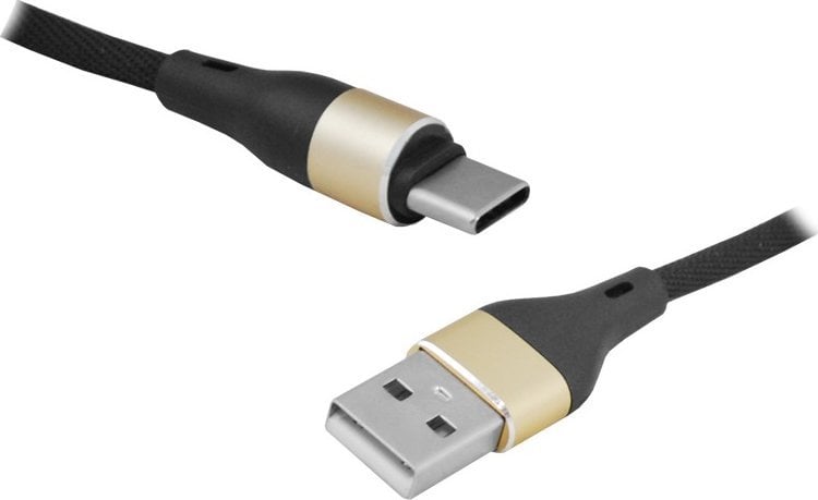 Kabllo USB në USB C PS, 2m, i gërshetuar, i zi